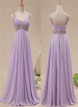 Picture of Pretty Light Purple Chiffon Straps Party Dresses, Long Formal Dresses